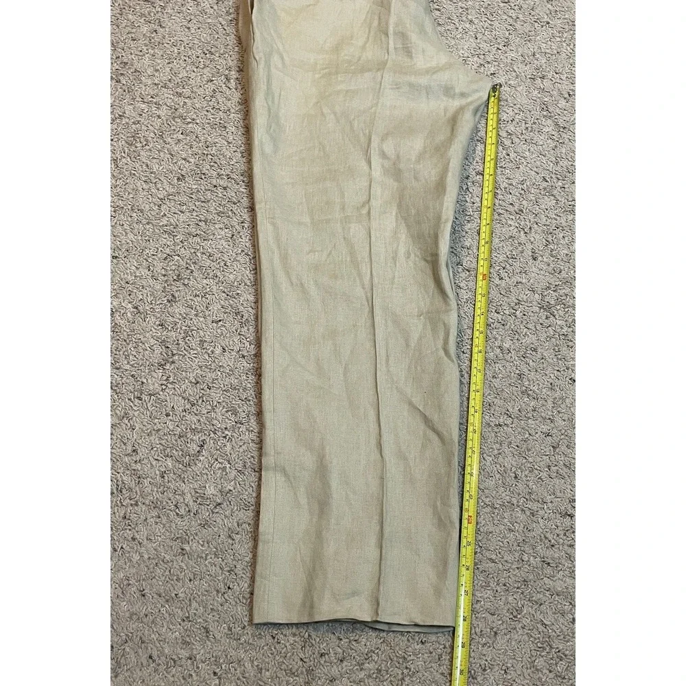 Calvin Klein Pants Mens Size 36 100%‎ Linen Beige Tan Flat Front Chino Trousers